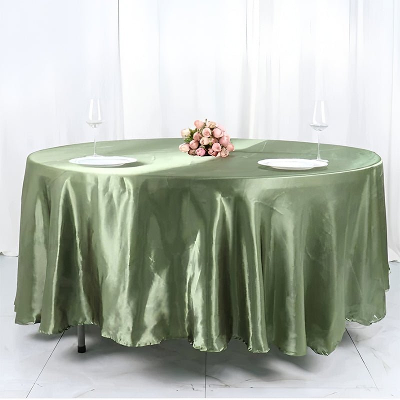 Weddings Satin Round Tablecloth Eucalyptus Green - YauSpark