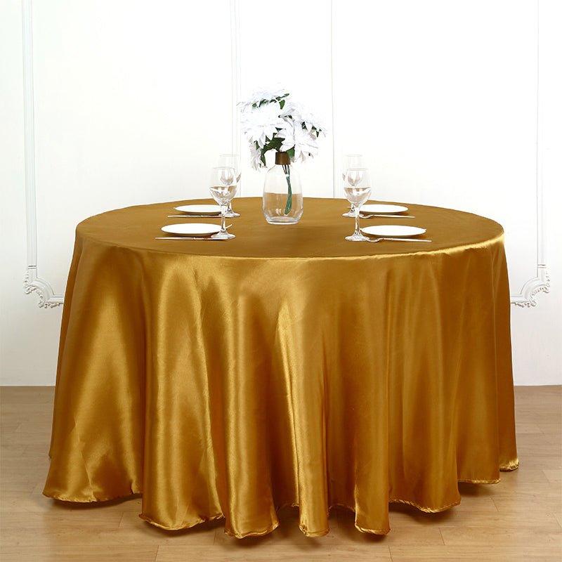Weddings Satin Round Tablecloth Gold - YauSpark