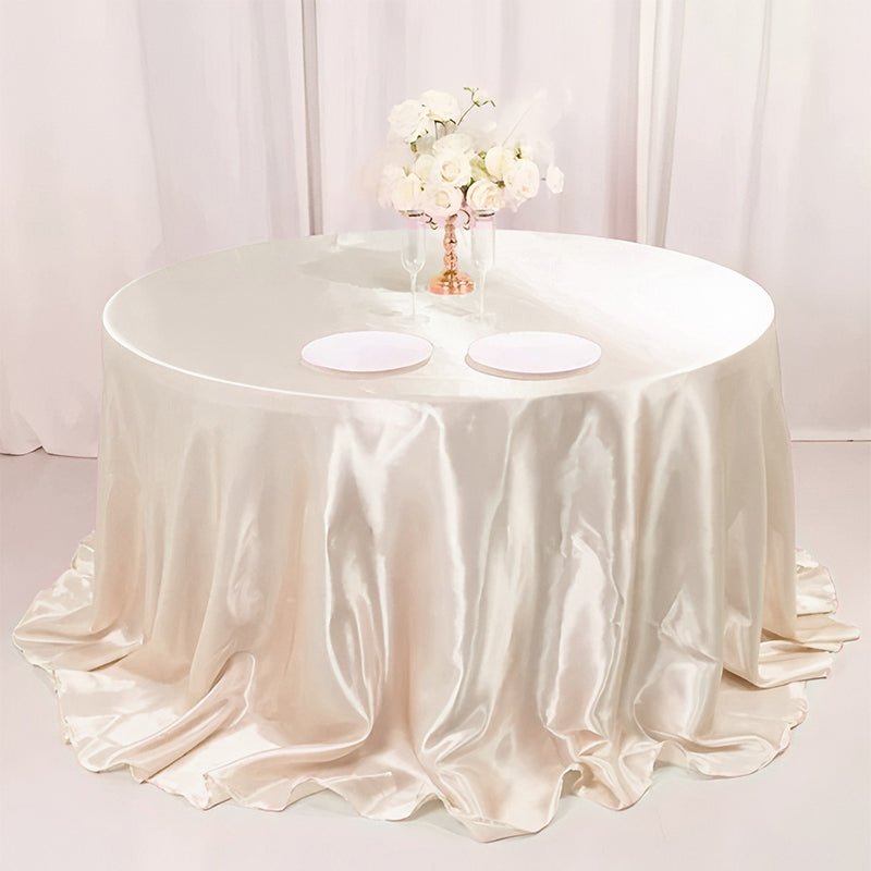 Weddings Satin Round Tablecloth Khaki - YauSpark