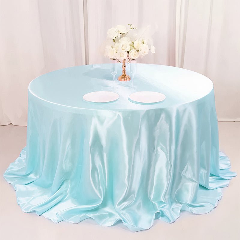 Weddings Satin Round Tablecloth Light Blue - YauSpark