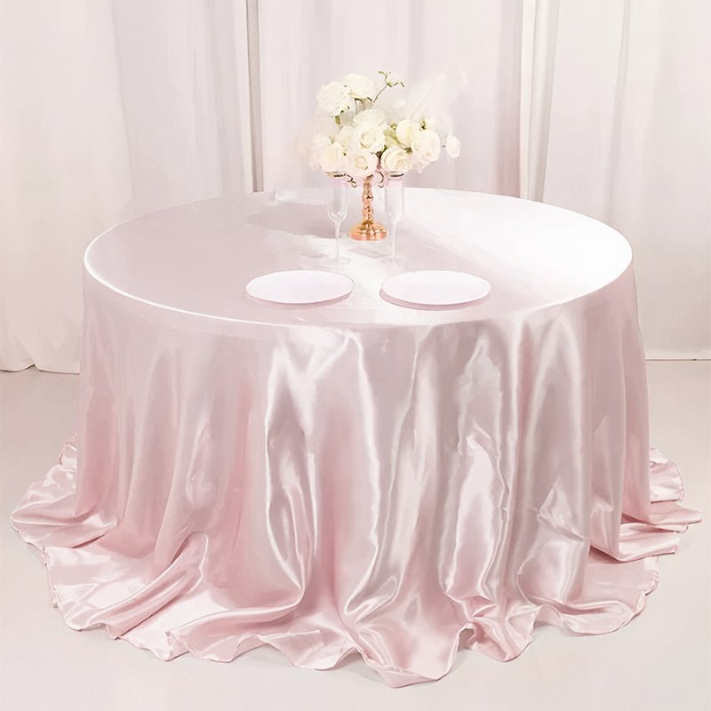 Weddings Satin Round Tablecloth Light Pink - YauSpark