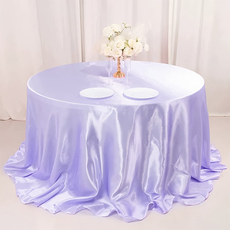 Weddings Satin Round Tablecloth Light Purple - YauSpark
