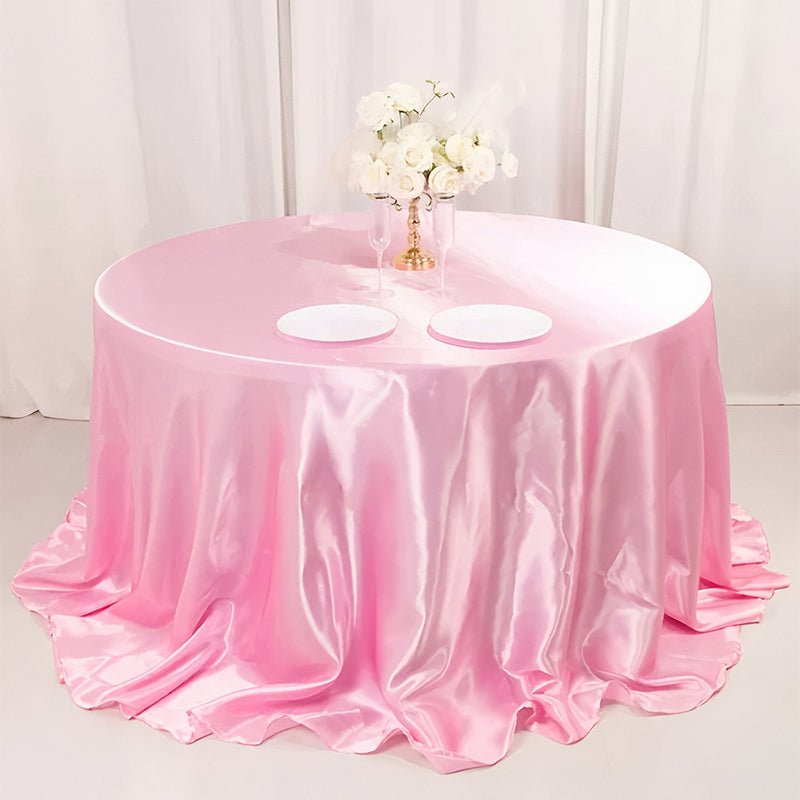 Weddings Satin Round Tablecloth Pink - YauSpark