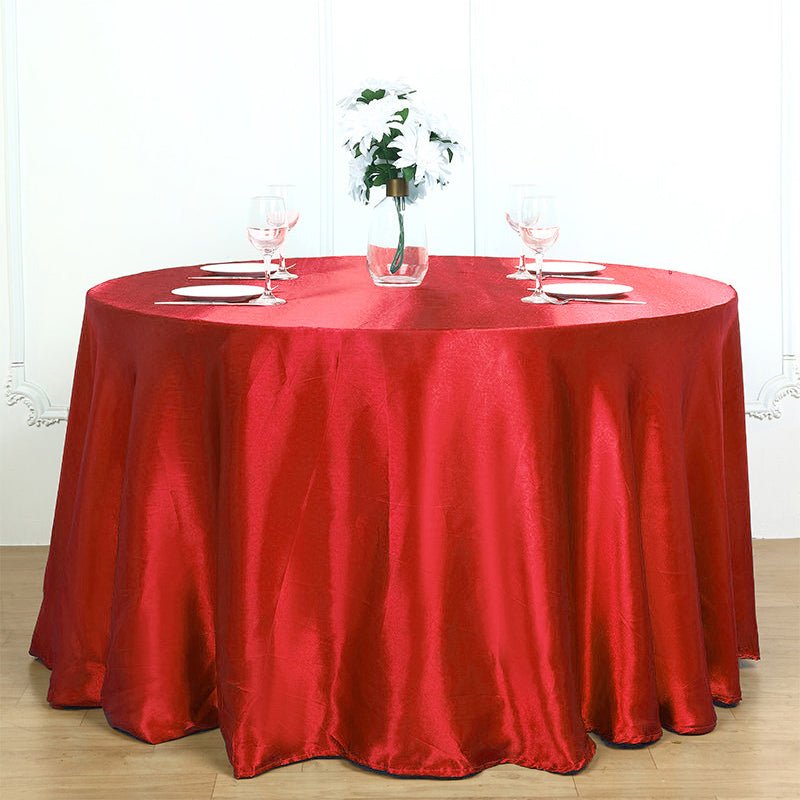 Weddings Satin Round Tablecloth Red - YauSpark