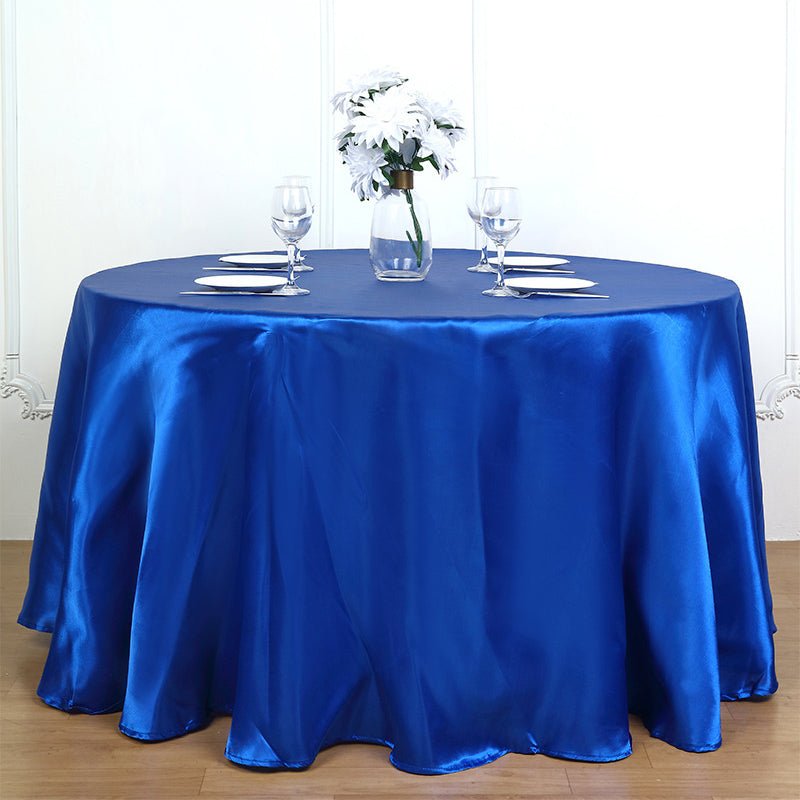 Weddings Satin Round Tablecloth Royal Blue - YauSpark