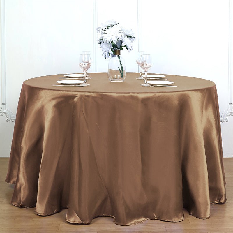 Weddings Satin Round Tablecloth Taupe - YauSpark