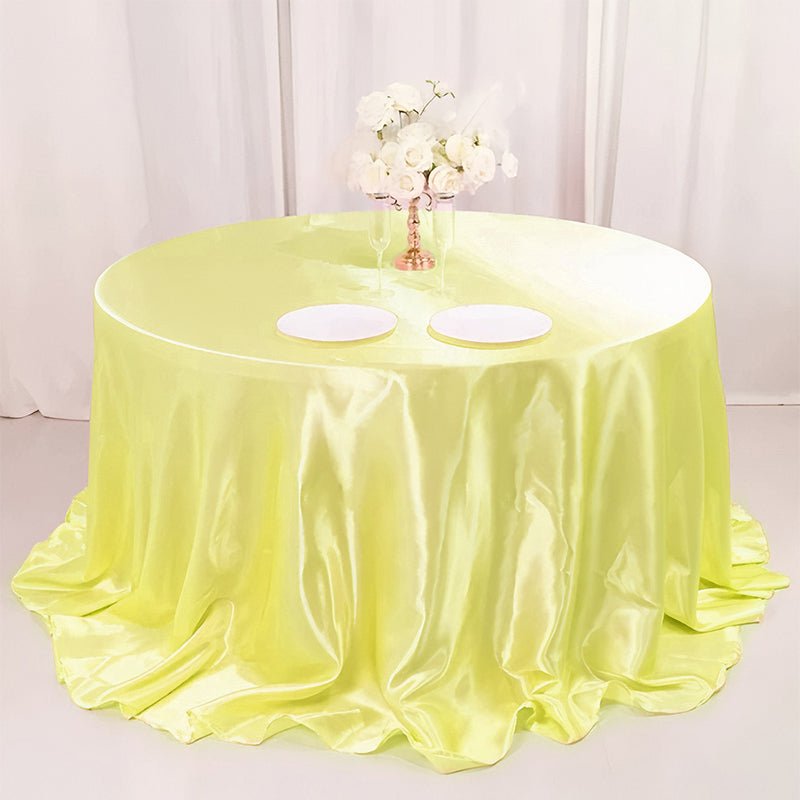 Weddings Satin Round Tablecloth Yellow - YauSpark