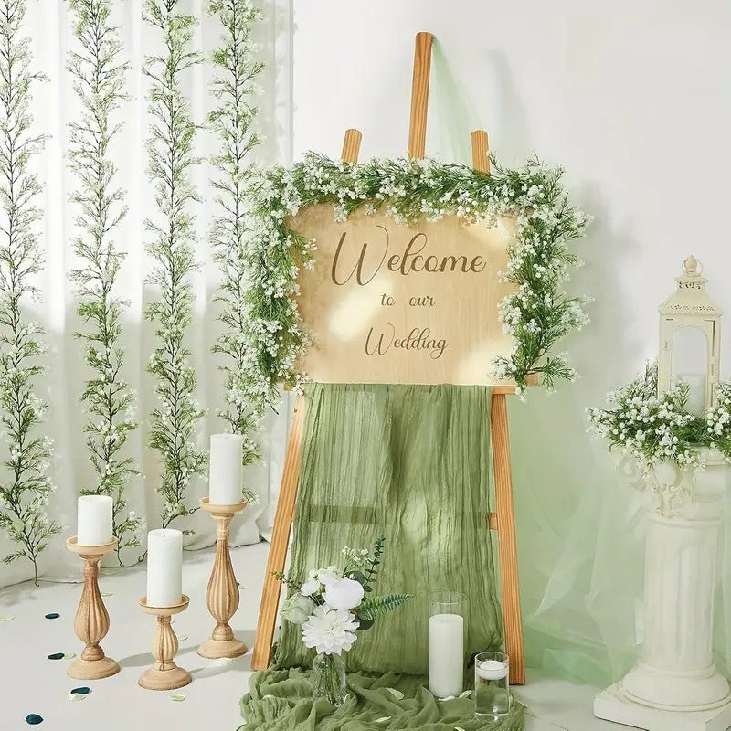 White Artificial Silk Gypsophila Table Flower Garland Hanging Flower Vines 6ft - YauSpark