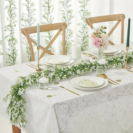 White Artificial Silk Gypsophila Table Flower Garland Hanging Flower Vines 6ft - YauSpark