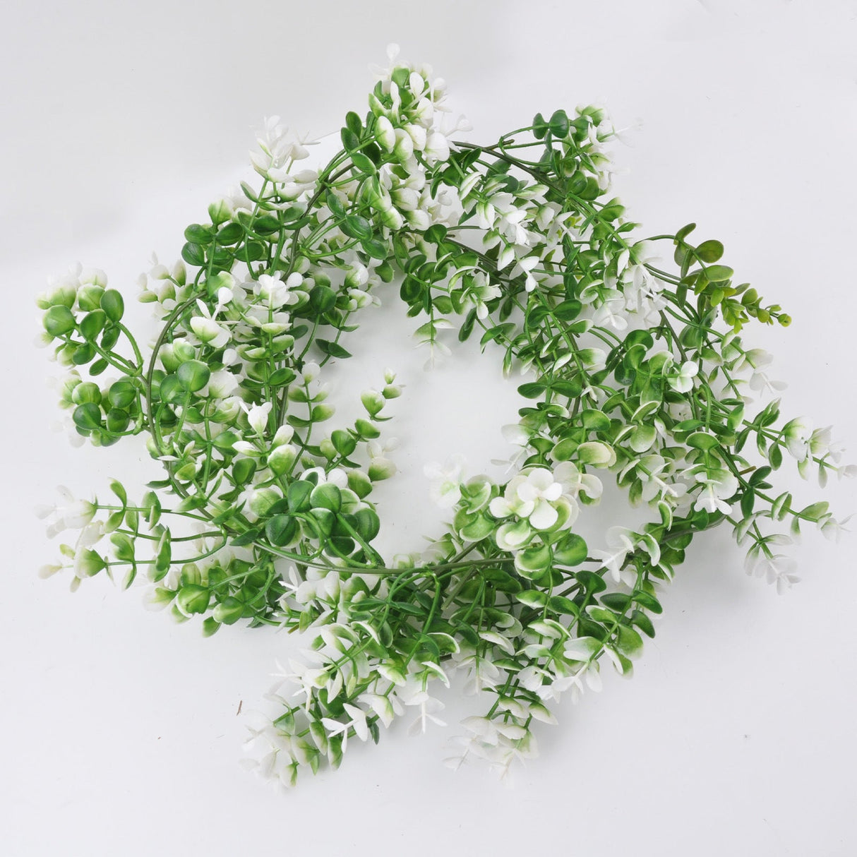 White / Green Artificial Eucalyptus Leaf Table Garland, Real Touch Hanging Greenery Vine 6ft - YauSpark