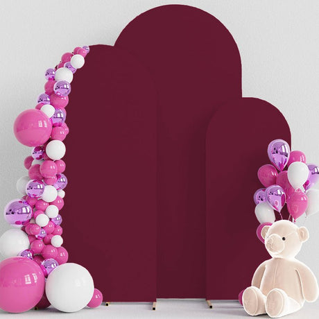 Wine Red Polyester Wedding Arch Cover - YauSpark