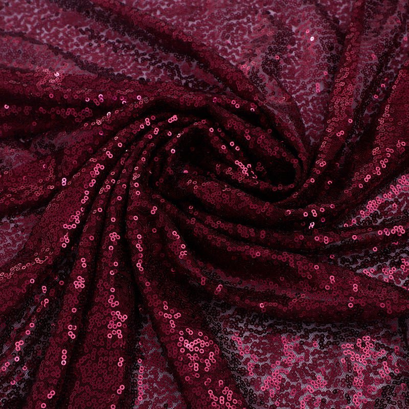 Wine Red Sequin Backdrop Drape Curtains with Rod Pockets - 8ftx8ft - YauSpark