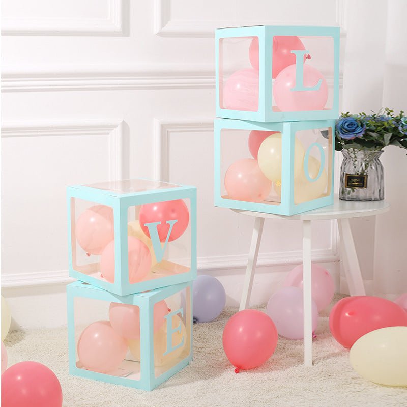 1 Set Transparent DIY Balloon Boxes 12" Blue - YauSpark