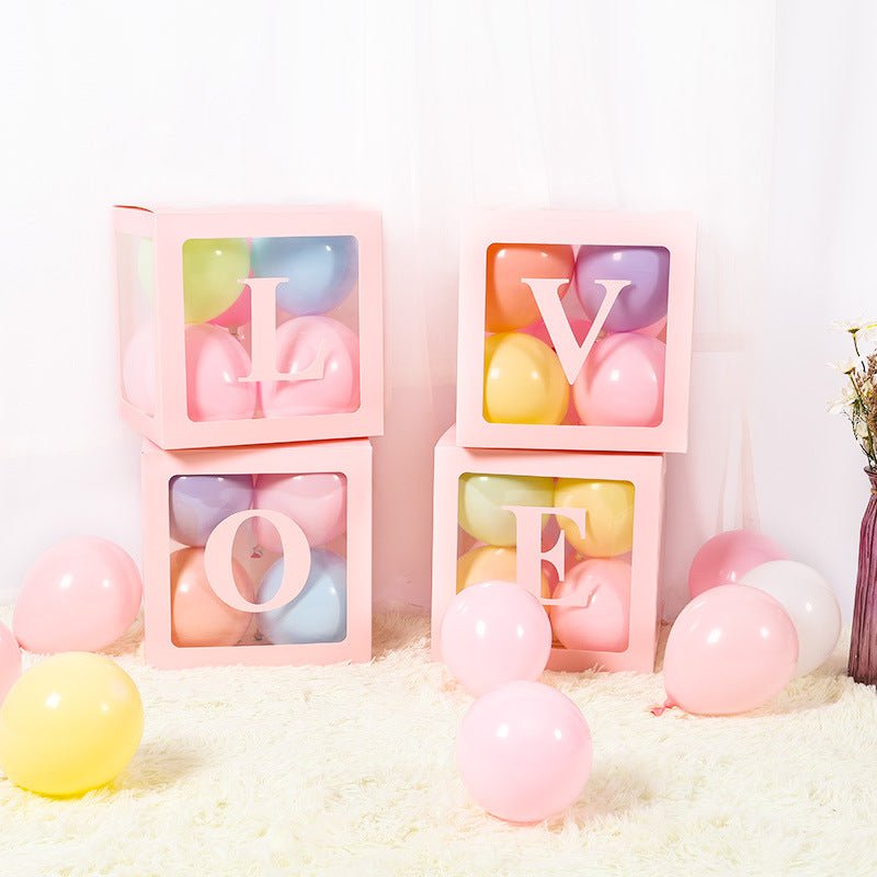 1 Set Transparent DIY Balloon Boxes 12" Pink - YauSpark