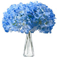 10 Flower Head and Stems Artificial Satin Hydrangeas Light Blue - YauSpark