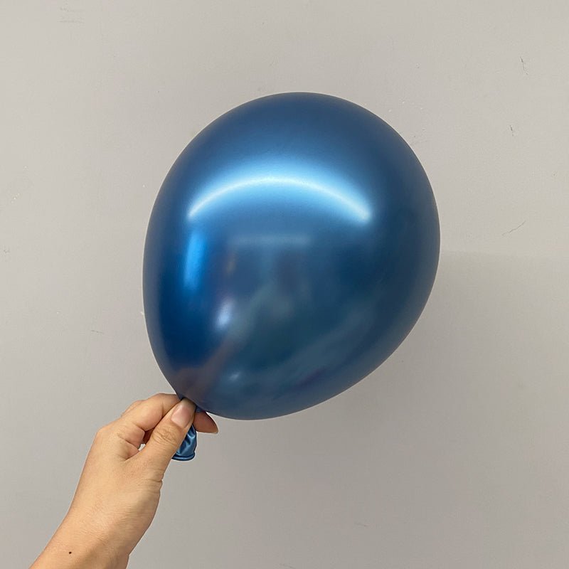 100 Pc Chrome Blue Latex, Air or Water Balloons 5" - YauSpark