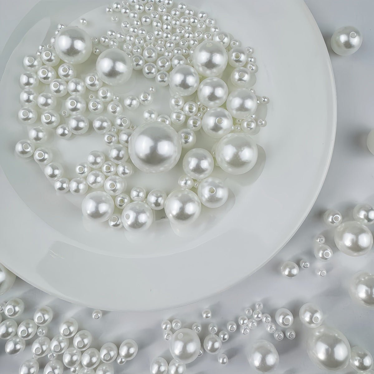 1000 Pc Faux Pearl Craft Beads 10mm White with Holes - YauSpark