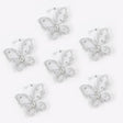 12 Pc Diamond Studded Wired Organza Butterflies 2" White - YauSpark