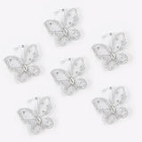 12 Pc Diamond Studded Wired Organza Butterflies 2" White - YauSpark