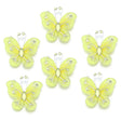 12 Pc Diamond Studded Wired Organza Butterflies 2" Yellow - YauSpark