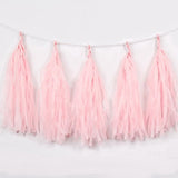 12 Pc Pre - Tied Paper Fringe Tassels Light Pink - YauSpark