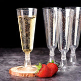 12 Pcs Plastic Champagne Glasses 5oz Silver Glittered Short Stem - YauSpark