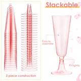 12 Pcs Plastic Champagne Glasses 5oz Transparent Pink - YauSpark