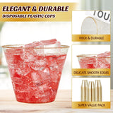12 Pcs Plastic Party Glasses 9oz Gold Glittered - YauSpark