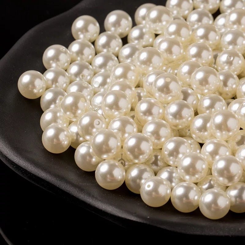 120 Pc Faux Pearl Craft Beads 20mm Ivory with Holes - YauSpark