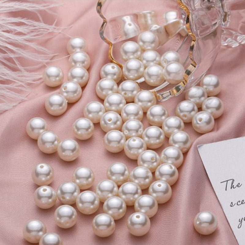 120 Pc Faux Pearl Craft Beads 20mm Ivory with Holes - YauSpark