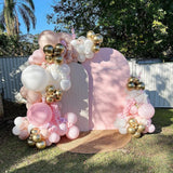 122 Pc Light Pink White Gold DIY Balloon Garland Kit - YauSpark