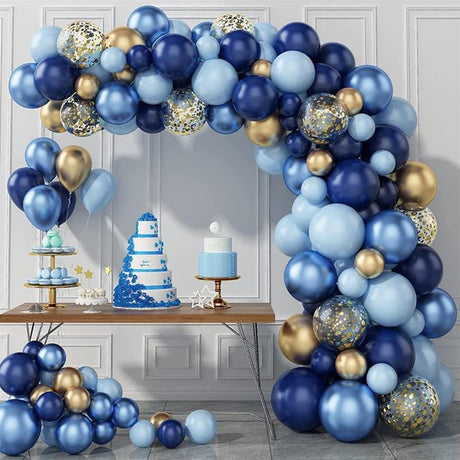 130 Pc Navy Blue Gold DIY Balloon Garland Kit - YauSpark