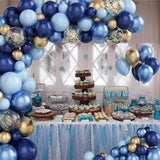 130 Pc Navy Blue Gold DIY Balloon Garland Kit - YauSpark