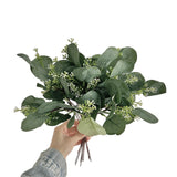 14 Stems Real Touch Artificial Eucalyptus Leaf Flower Bouquet 13" - YauSpark