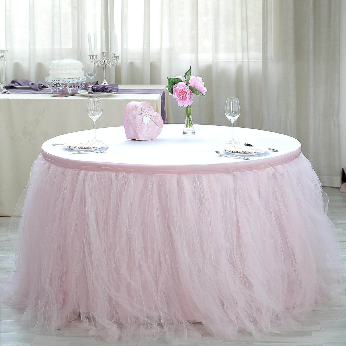 Tulle Table Skirt 14ft Light Pink