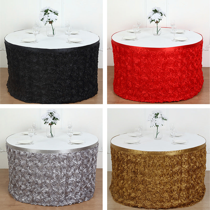 Rose Satin Table Skirt 21ft Black