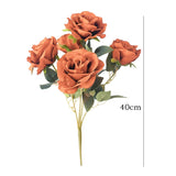 2 Bushes Premium Silk Jumbo Rose Flower Bouquet 16" Late Autumn Yellow - YauSpark