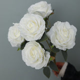 2 Bushes Premium Silk Jumbo Rose Flower Bouquet 16" White - YauSpark