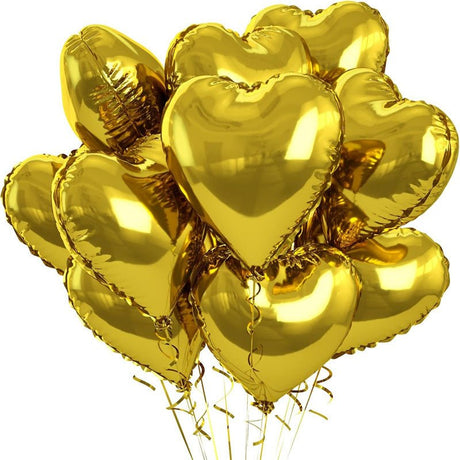 2 Pc Heart Mylar Foil Balloons 18" Gold - YauSpark