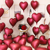 2 Pc Heart Mylar Foil Balloons 18" Metallic Wine Red - YauSpark