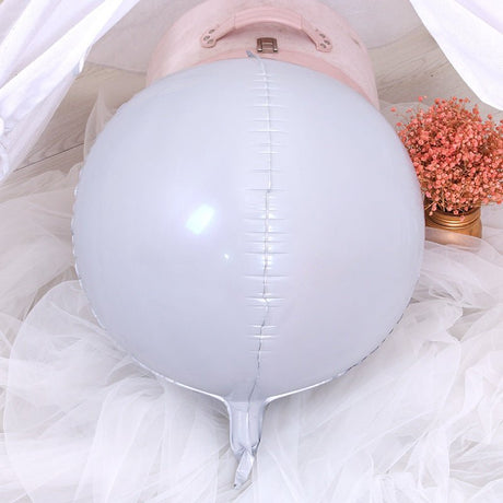 2 Pc White 4D Sphere Mylar Foil Helium or Air Balloons 22" - YauSpark