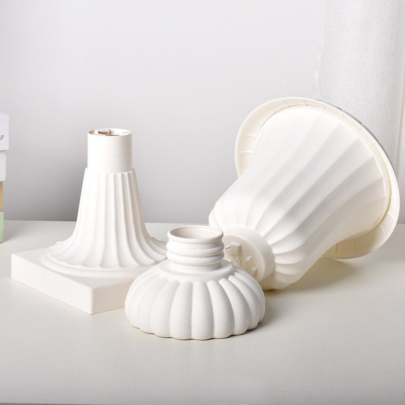 2 Pcs White Urn Planter, Floral Pedestal Flower Pot Plant Stand - PVC 20" - YauSpark