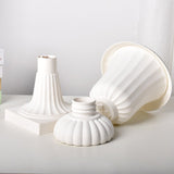 2 Pcs White Urn Planter, Floral Pedestal Flower Pot Plant Stand - PVC 20" - YauSpark