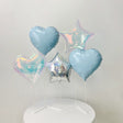 2 Sets Heart Star Foil Balloon Column Stand Kit Blue - YauSpark