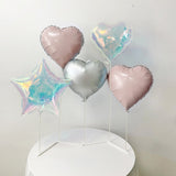 2 Sets Heart Star Foil Balloon Column Stand Kit Pink - YauSpark