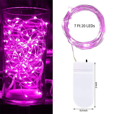 20 LED Starry Bright String Lights 90" Micro Fairy Lights Rose Red - Battery Operated - YauSpark