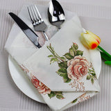 20 Pcs Paper Beverage Napkins 2 Ply Pink/Ivory with Vintage Rose Design 6.5"x6.5" - YauSpark