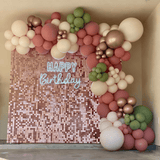 24 Panels Square Sequin Shimmer Wall Photo Backdrop Panels - 24sq.ft Deep Rose Gold - YauSpark