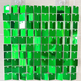 24 Panels Square Sequin Shimmer Wall Photo Backdrop Panels - 24sq.ft Green - YauSpark