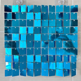 24 Panels Square Sequin Shimmer Wall Photo Backdrop Panels - 24sq.ft Lake Blue - YauSpark